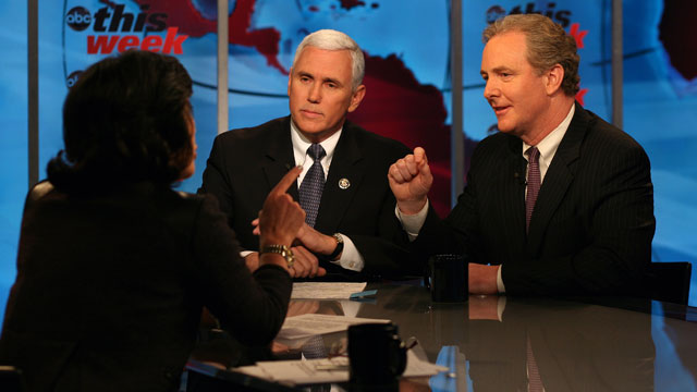 PHOTO Rep. Mike Pence and Rep. Chris Van Hollen debate the federal budget on This Week.