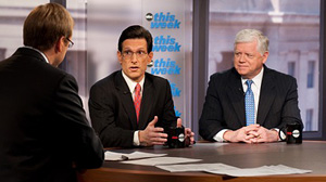 On "This Week," Sunday March 21, 2010, Rep. John Larson D-Conn., the chairman of the House Democratic Caucus and Rep. Eric Cantor, R-Va., the Republican whip give an exclusive preview of whats to expect on the vote count for the health care reform bill a
