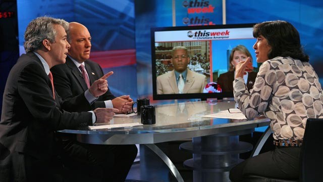 PHOTO: 'This Week' anchor Christiane Amanpour leads a discussion with Tea Party members of Congress.