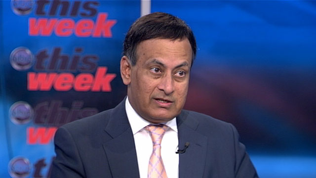 PHOTO: Pakistans Ambassador to the United States, Husain Haqqani, appears on "This Week with Christiane Amanpour."