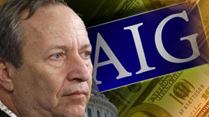 PHOTO President Barack Obamas chief economics adviser Lawrence Summers commented on insurance giant American International Groups plan to award senior executives hundreds of millions of dollars in bonuses and retention pay.