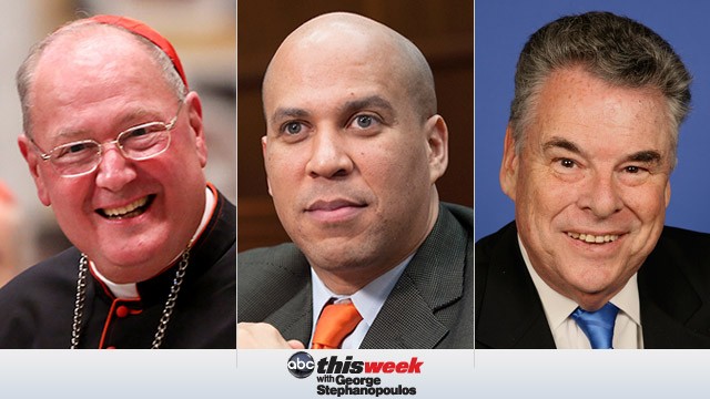 Cardinal Timothy Dolan, Mayor Cory Booker and Rep. Peter King of NY on This Week with George Stephanopolis