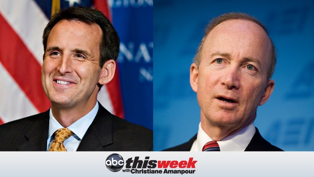 PHOTO: Pawlenty (R-MN) on the left and Gov. Mitch Daniels