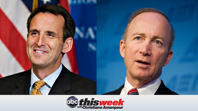 PHOTO: Pawlenty (R-MN) on the left and Gov. Mitch Daniels