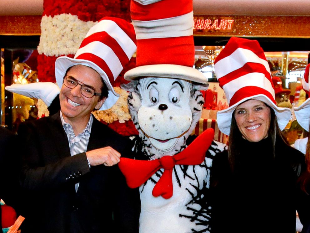 PHOTO: Mark Tamis, Senior Vice President, Guest Operations of Carnival Cruise Lines, left, and Susan Brandt, President of Dr. Seuss Enterprises, right, with The Cat in the Hat characters.