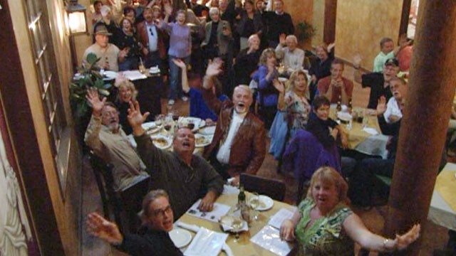 PHOTO: American retirees celebrate "gringo night" in Cuenca, Ecuador.