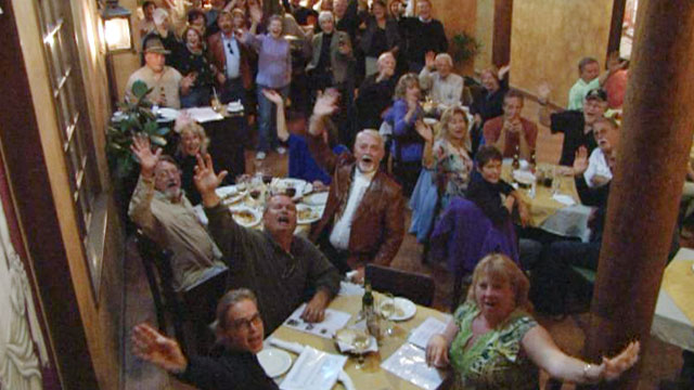 PHOTO: American retirees celebrate "gringo night" in Cuenca, Ecuador.