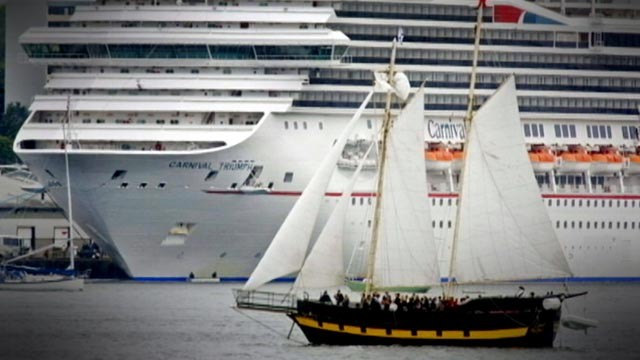 PHOTO: A Carnival cruise ship was stranded, with out enough power to get to port, in the Gulf of Mexico, Feb. 10, 2013.