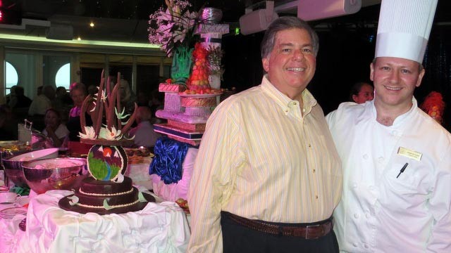 PHOTO: ABC News producer Tom Giusto at tea time with his favorite crew member, Pastry Chef Rafael De Freitas.