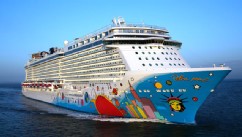 PHOTO: This April 29, 2013 photo provided by Norwegian Cruise Line shows the company?s new cruise ship, Norwegian Breakaway, sailing from Southampton, England, to New York, arriving on May 7, 2013 and is scheduled to be christened on May 8, 2013.