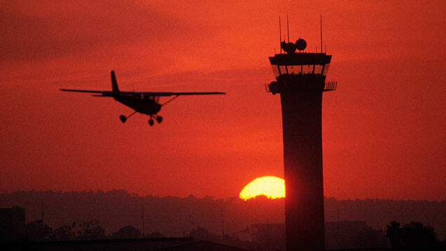 PHOTO: A plane is shown landing at Long Beach Airport, in Long Beach, Calif.