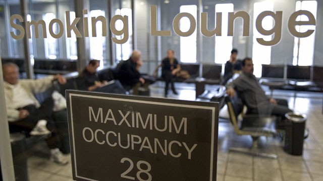 Smokers enjoyed the smoking lounge at Washington's Dulles International Airport back in March 28, 2007. 
