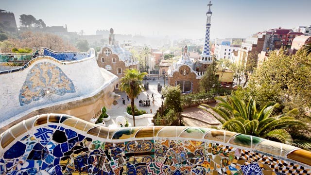 PHOTO: Park Guell, design by architect Antonio Gaudi, overlooks Barcelona, Spain.