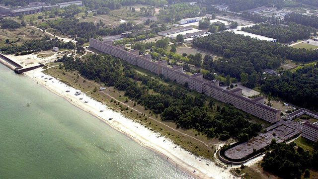 PHOTO: An aerial view of the 4.5 kilometers long so-called "colossus of Ruegen"-complex in Prora on the Baltic Sea island Ruegen.