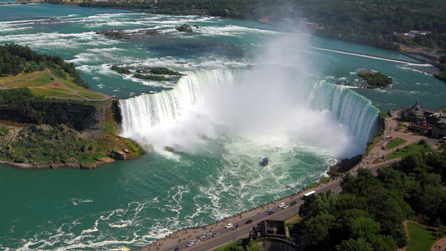 PHOTO: An aerial view of Niagara Falls is shown.