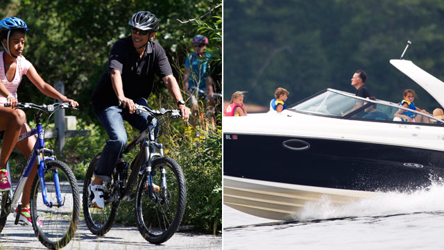 PHOTO: President Barack Obama vacations in Martha's Vineyard, Mass. Mitt Romney Mitt Romney takes his family for a boat ride on Lake Winnipesaukee in Wolfeboro, N.H.