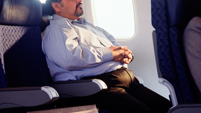 PHOTO: A passenger is shown waiting on an airplane in this file photo.