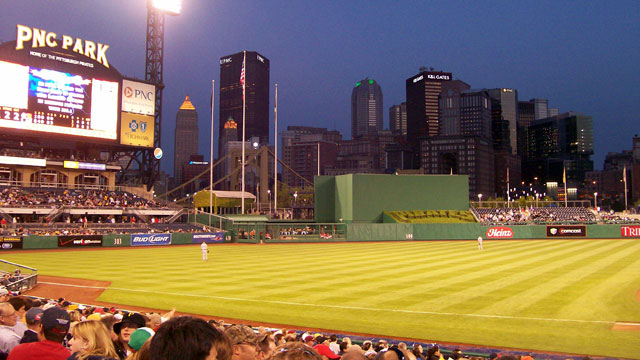 PHOTO: PNC Park, Pittsburgh, Penn. Perched along the Allegheny River, this renowned ballpark features spectacular sights of the Steel City skyline and the beautiful Clemente Bridge.