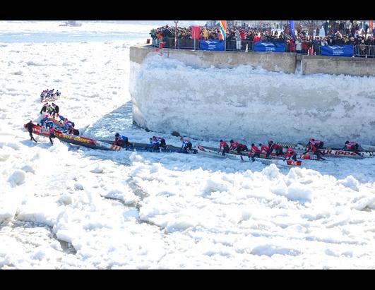 Ice Canoe Races In Quebec