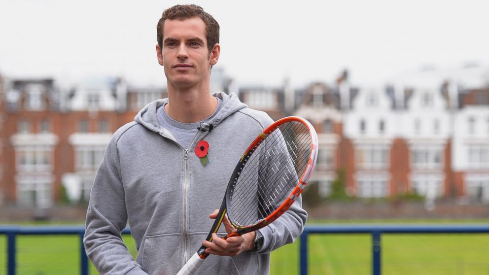 PHOTO: Andy Murray of Great Britain during the new Head Graphene Radical tennis racket launch at Queens Club on October 31, 2013 in London, England.
