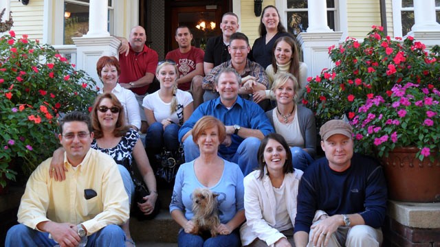 PHOTO: Veterans and their loved ones at the Azalea Inn & Gardens in Savannah, GA. Pictured center is the innkeeper, Theresa Scott Jacobson.