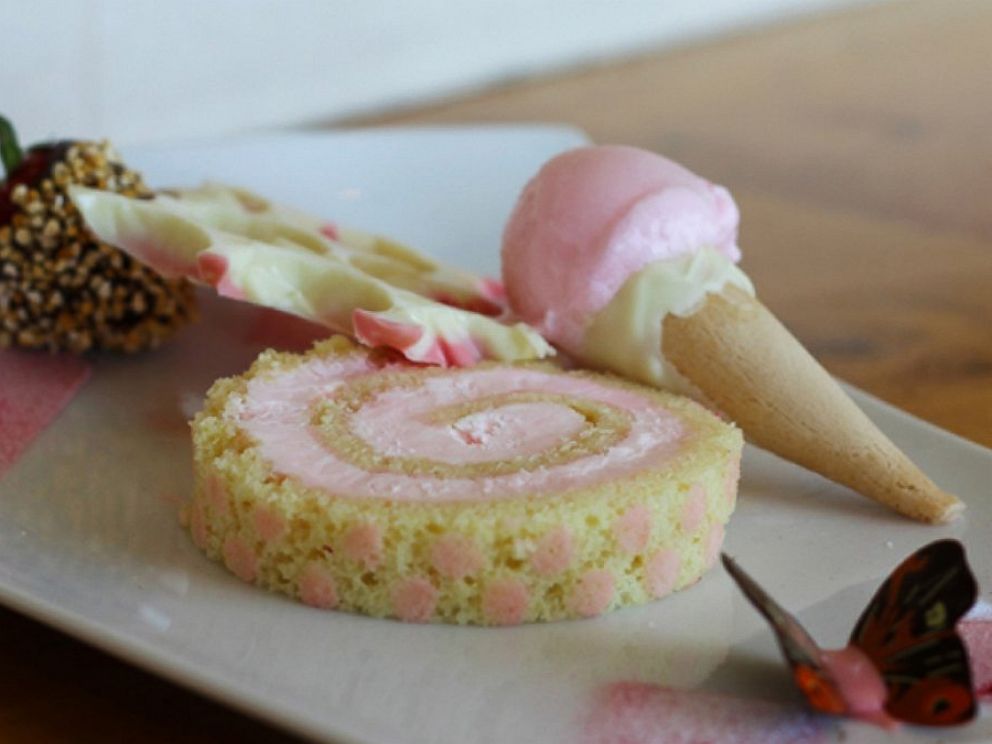 PHOTO: A portion of proceeds from the pink lemon roulade cake filled with strawberry-lemon mousse at Four Seasons Hotel Seattle go toward Breast Cancer Awareness.