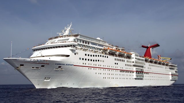 PHOTO: Carnival Cruise Lines 855-foot-long Carnival Ecstasy cruises off Cozumel, Mexico.