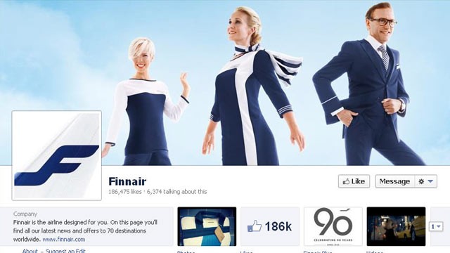 PHOTO: Finnair, Finlands national carrier, has over 186,000 likes on Facebook.
