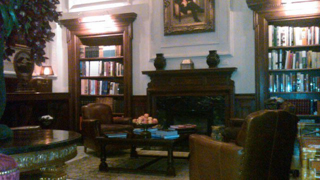 PHOTO: This Montreal hotel's library is located right off the lobby and has a great assortment of books, plus a fabulous fireplace.