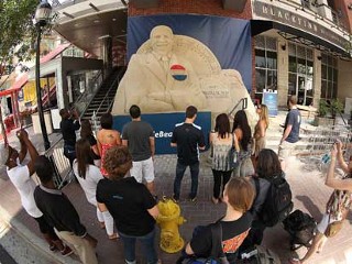 Giant Obama Sand Sculpture on Display