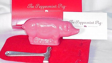PHOTO: Saratoga Sweets in Upstate New York is famously reputed to be the only place that still makes these traditional peppermint pigs to break.