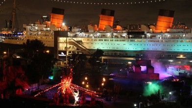 PHOTO: Ghost Ship, Queen Mary, Long Beach, California. There are some people who believe the historic Queen Mary to be haunted year-round, and who advise staying far away from this grand but spooky old ship on Halloween. Those people are in the minority, 