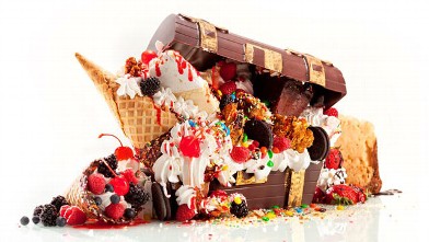 PHOTO: The Treasure Chest, which is every dessert on the menu, overflows from an edible chocolate container.