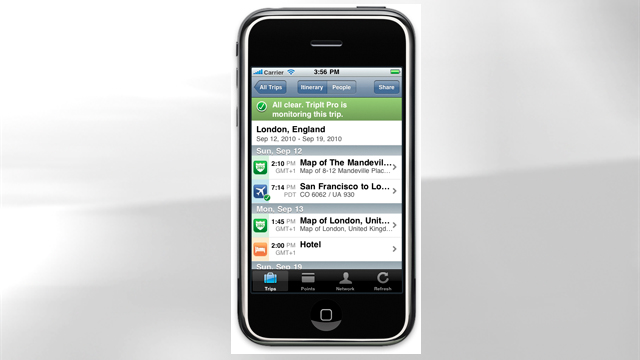 PHOTO: TripIt's mobile app
