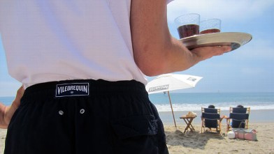PHOTO: Saint Tropez meets Santa Monica on the beach at the Fairmont Miramar Hotel & Bungalows, where the beach butlers are outfitted in Vilebrequin swim trunks for the first time this summer.