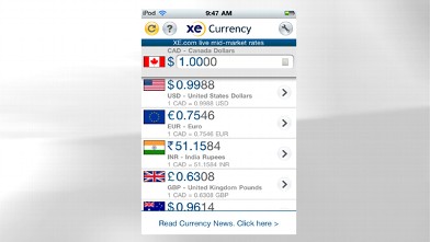 PHOTO: XE Currency's mobile app