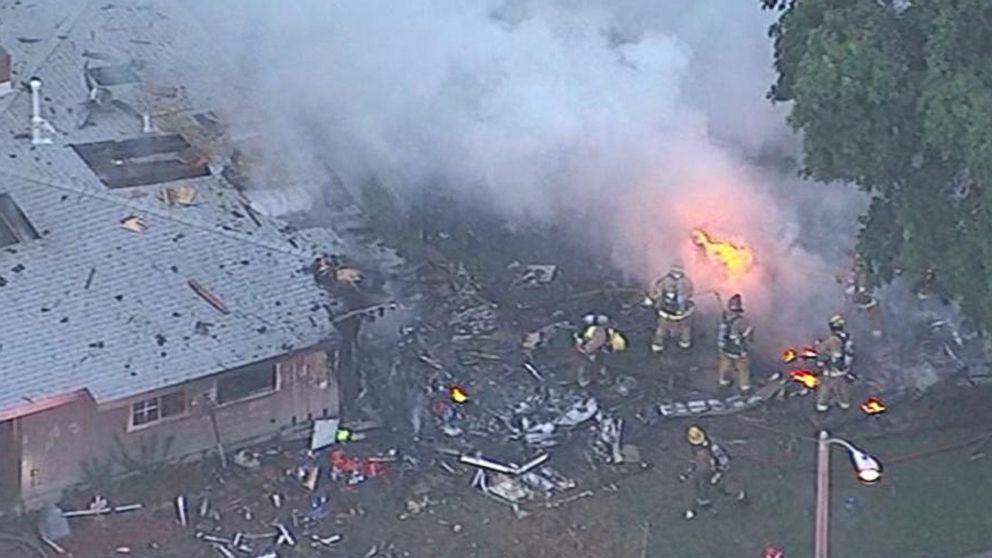 At least 3 dead after small plane crashes into California homes Video - ABC News