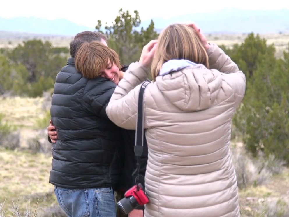 PHOTO: Josh, pictured with his parents, spent 10 weeks in the Outback wilderness program.
