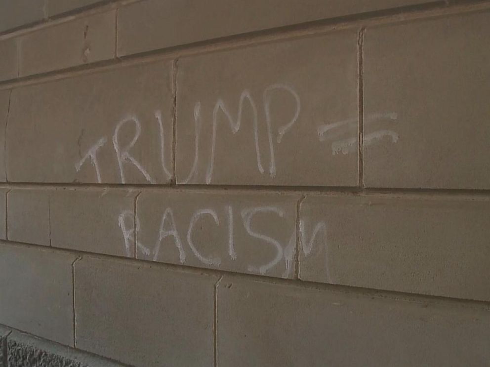 PHOTO: The State Capitol building in Lincoln, Nebraska, was defaced with graffiti Wednesday night, Nov. 9, 2016.