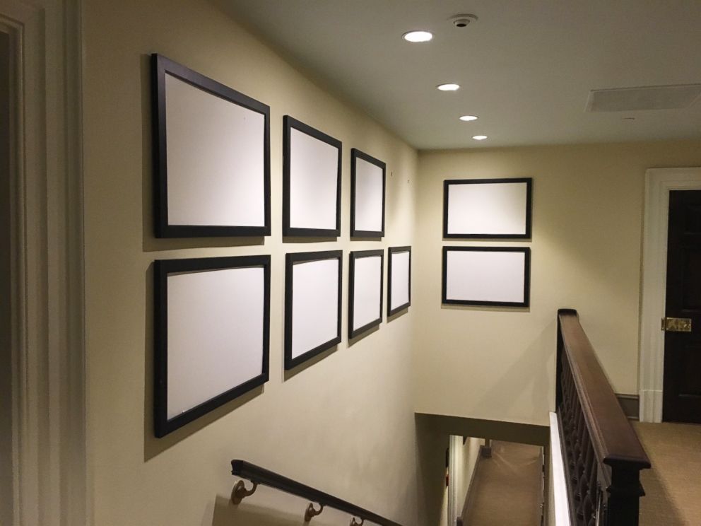PHOTO: A White House hallway contains empty picture frames as the Obama family prepares to depart.