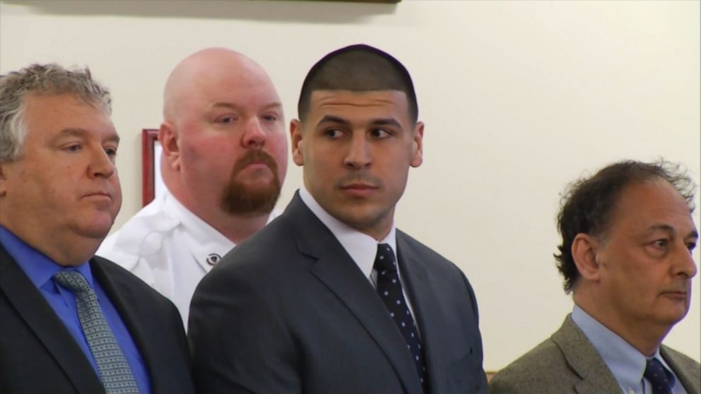 PHOTO: Former NFL player Aaron Hernandez listens during the reading of his verdict at the Bristol County Superior Court in Fall River, Massachusetts, April 15, 2015. 