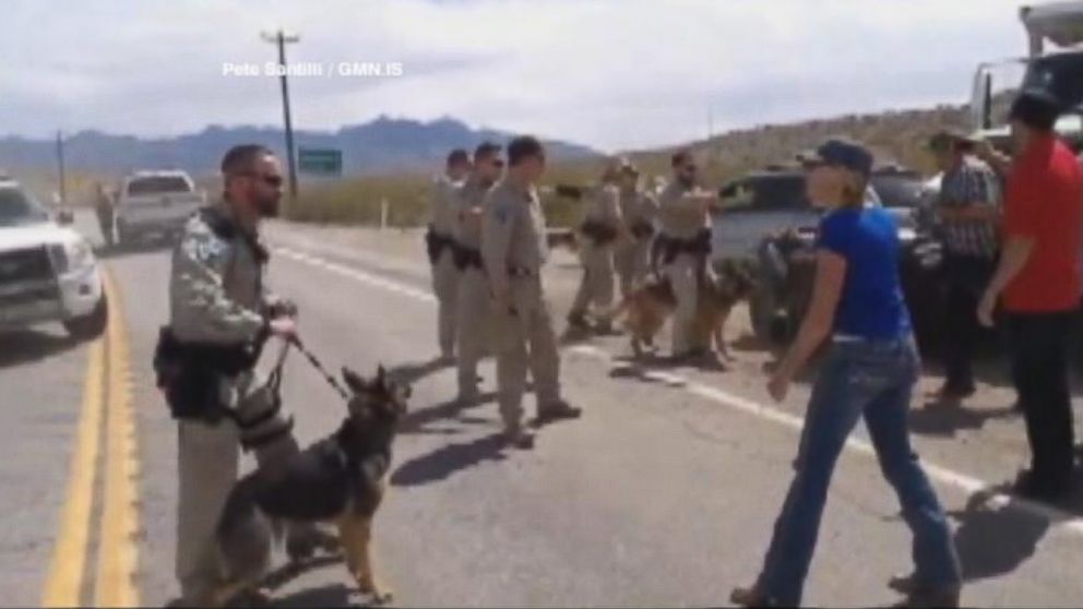 PHOTO: Federal agents clash with armed protestors over a ranchers 20-year tax fight.