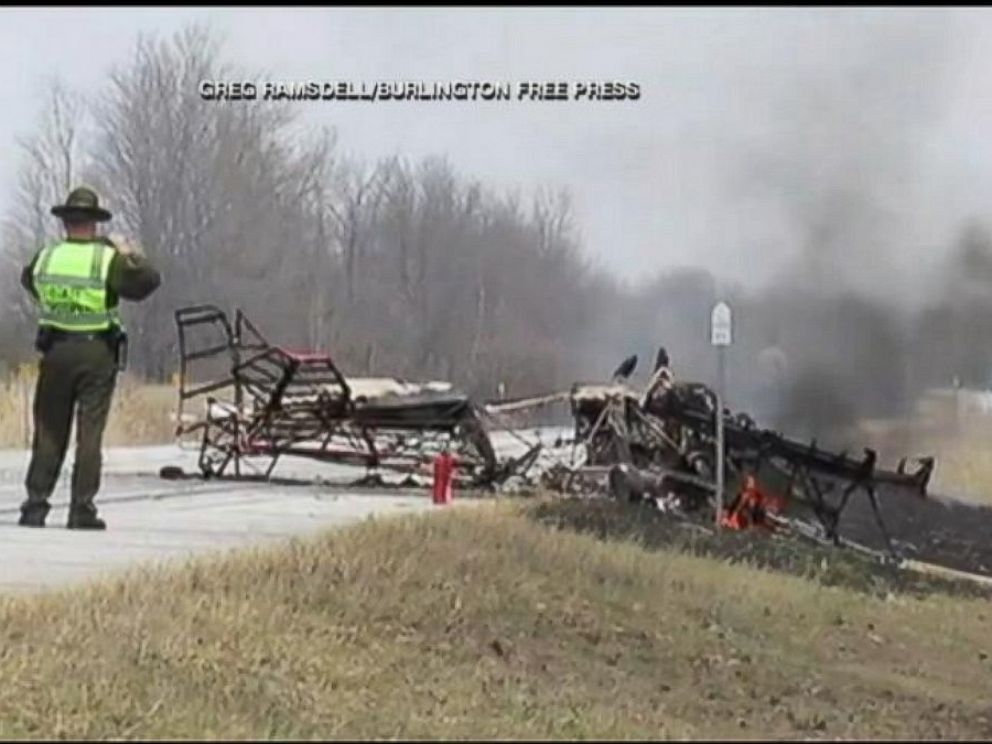 PHOTO: Vermont pilot Dan Marcotte survives a fiery crash by parachuting of plane.