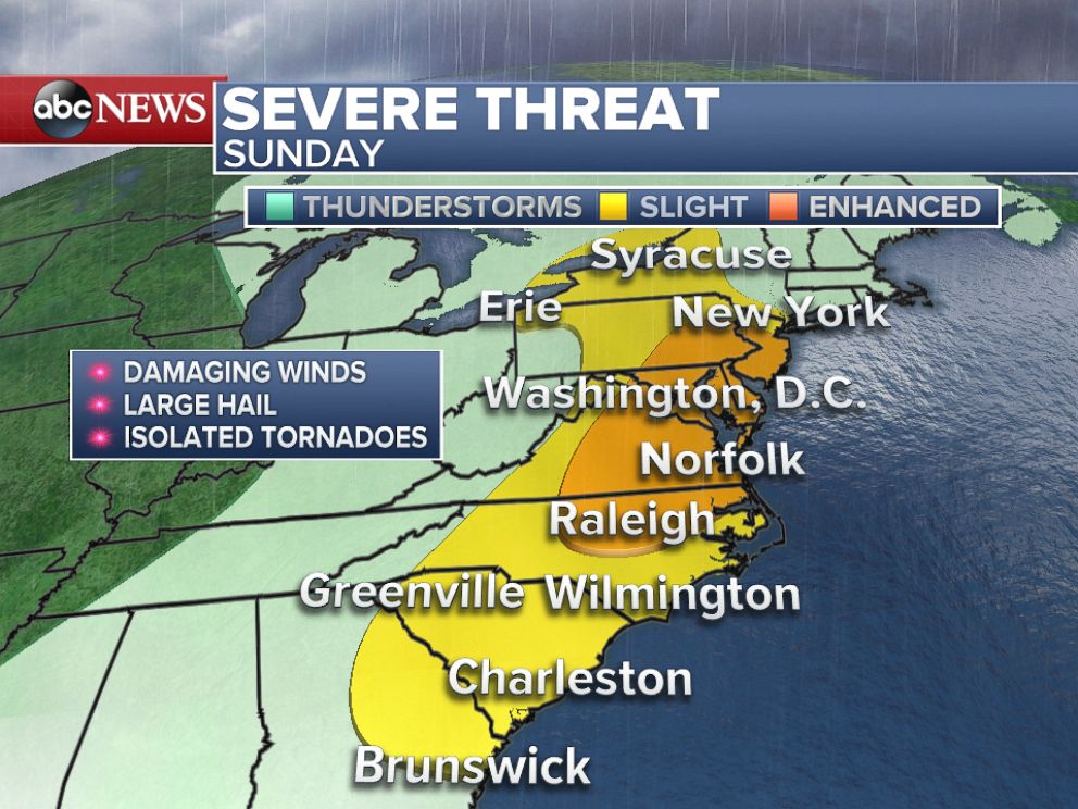 East Coast Braces for Severe Storms, Heavy Rain