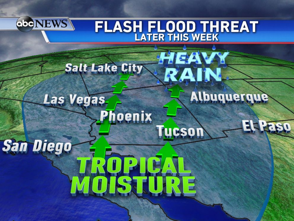 PHOTO: Later this week tropical moisture, from the remnants of Hurricane Odile, could bring heavy rain and flooding to parts of the Southwest.