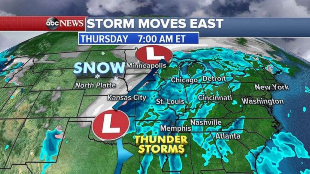 PHOTO: A storm system moved through the Plains on Thursday.