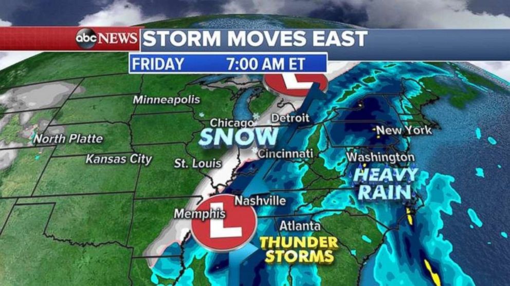 PHOTO: A Western storm that brought flooding to southern California crossed into the Rockies on Thursday.