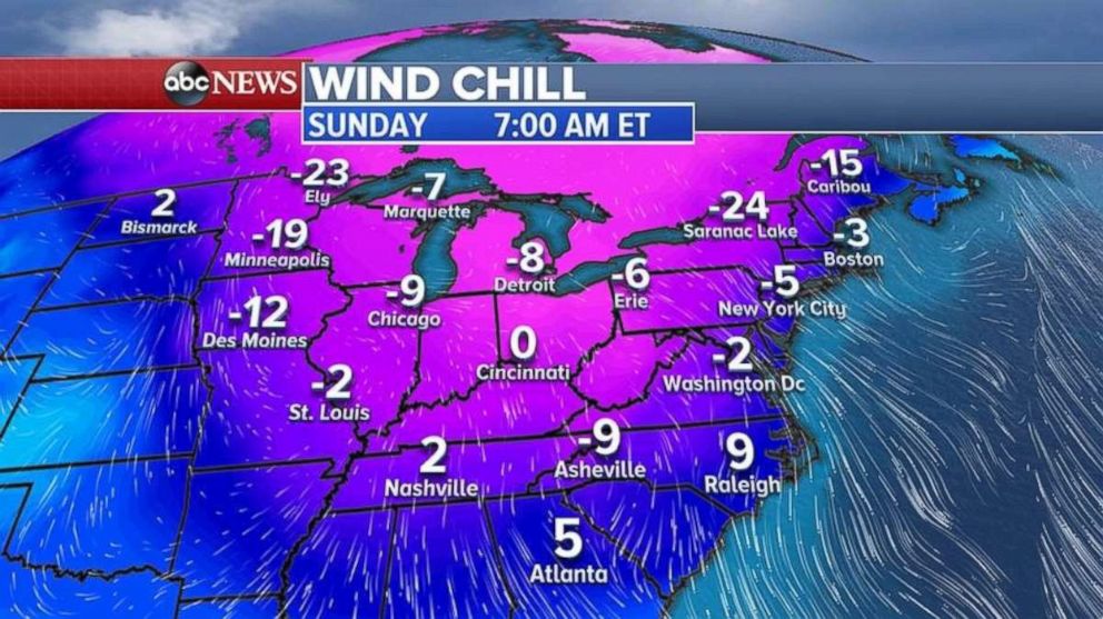 PHOTO: Another arctic outbreak will move into the East from the Plains into the Northeast and the South by Sunday.