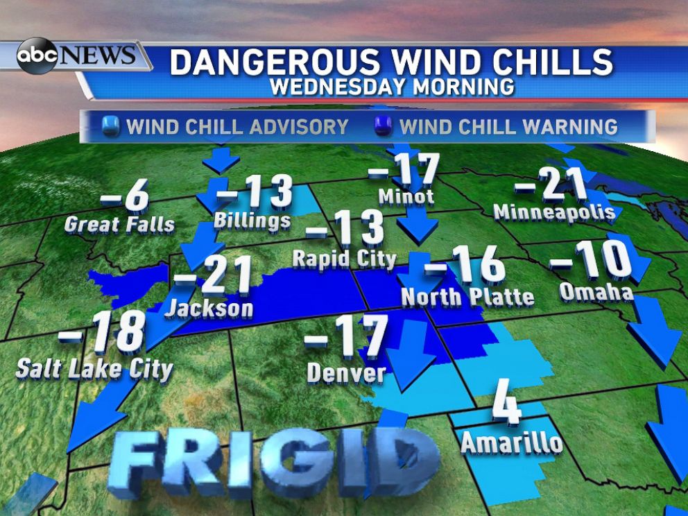 PHOTO: Wind Chill forecast for Wednesday Morning