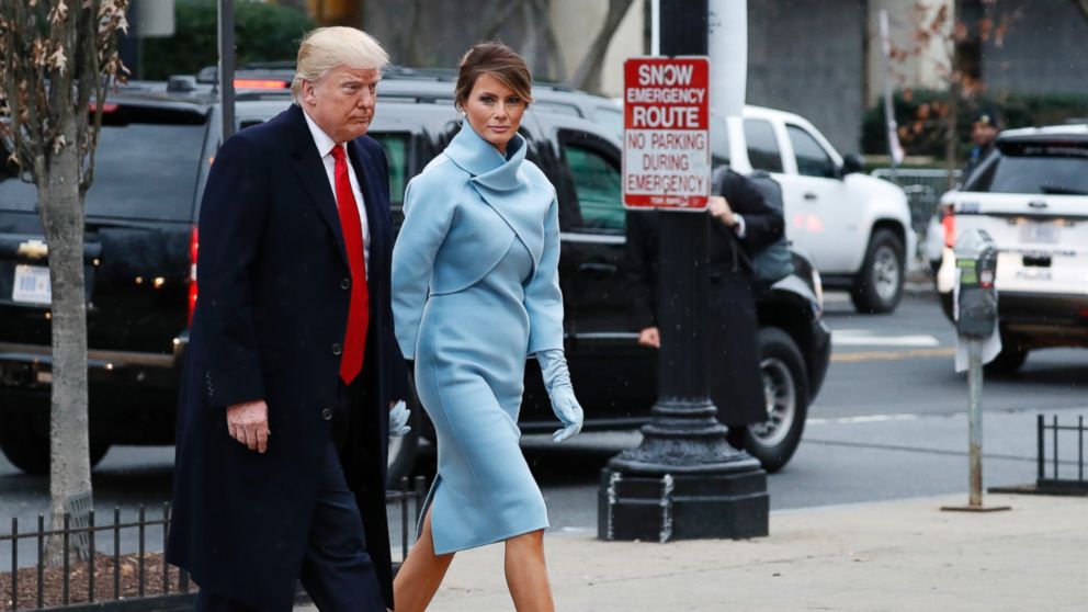 PHOTO: President-elect Donald Trump and his wife Melania arrives for a church service at St. John's Episcopal Church across from the White House in Washington, Jan. 20, 2017, on Donald Trump's inauguration day.